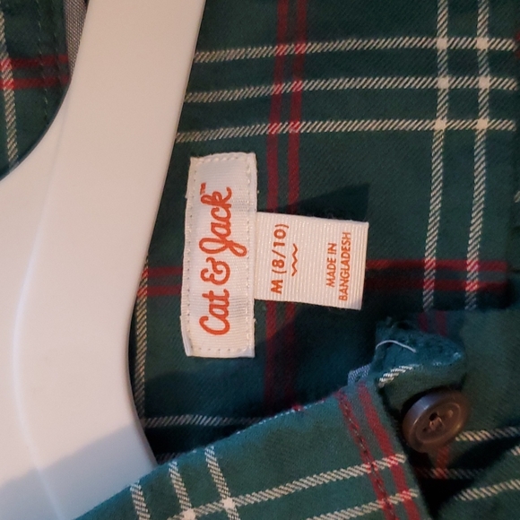Cat and Jack long sleeve button-up green flannel M (8/10) - Picture 2 of 6